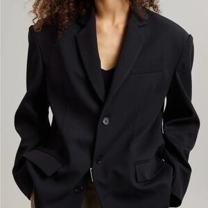 The Frankie Shop Tansy Oversized Women’s Blazer Black One Size NWOT Shoulder Pad